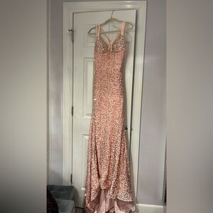 Pink sequin prom dress